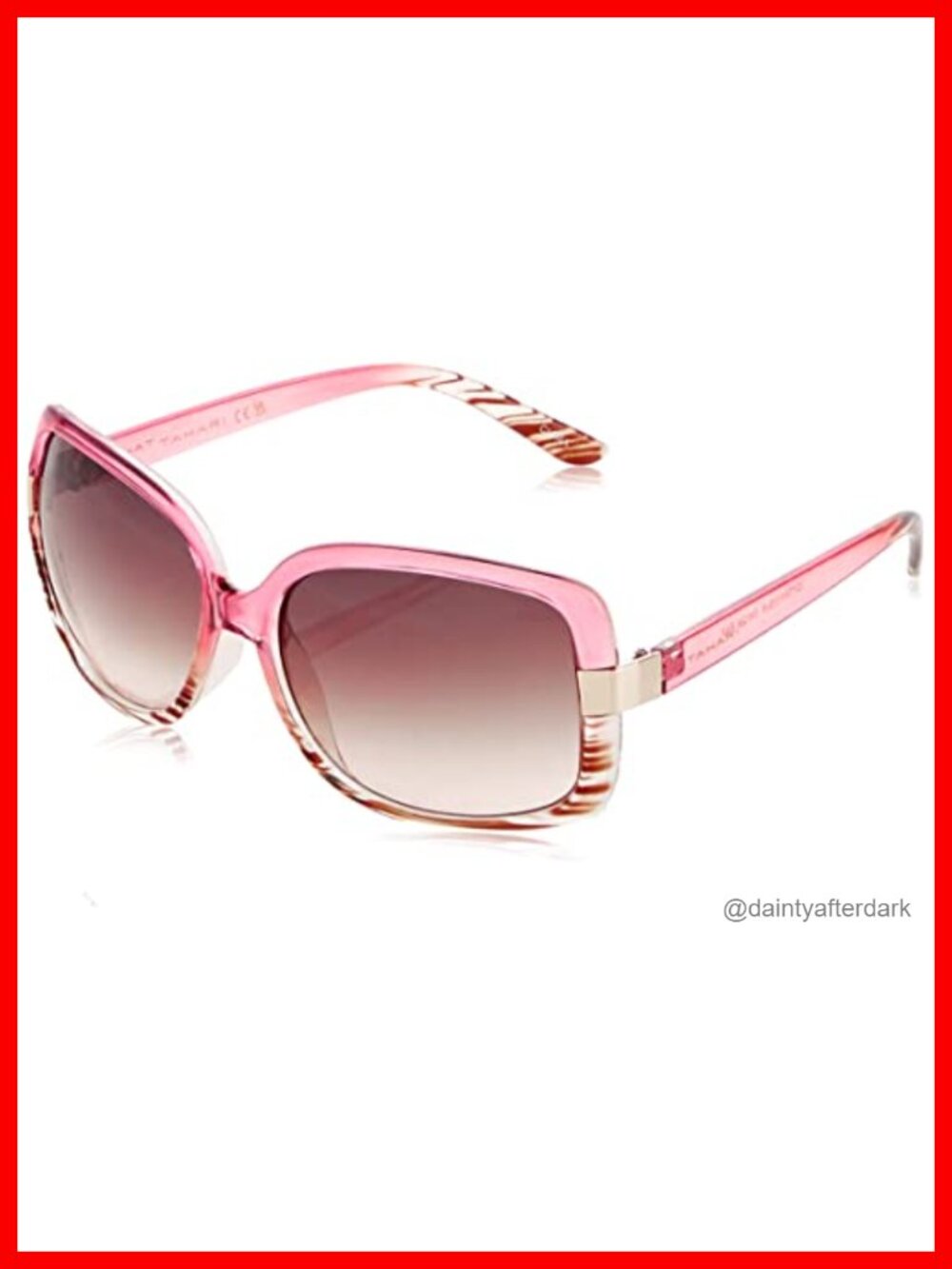 Tahari Rectangular Sunglasses with Braided Temple Detail UV Protection